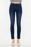 Kancan High-Rise Slim Fit Raw Hem Ankle Jeans.