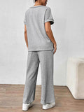 Round Neck Top and Pants Set for Comfortable Everyday Wear - EBYNN