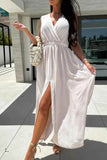 Surplice Sleeveless Maxi Dress with Slit.