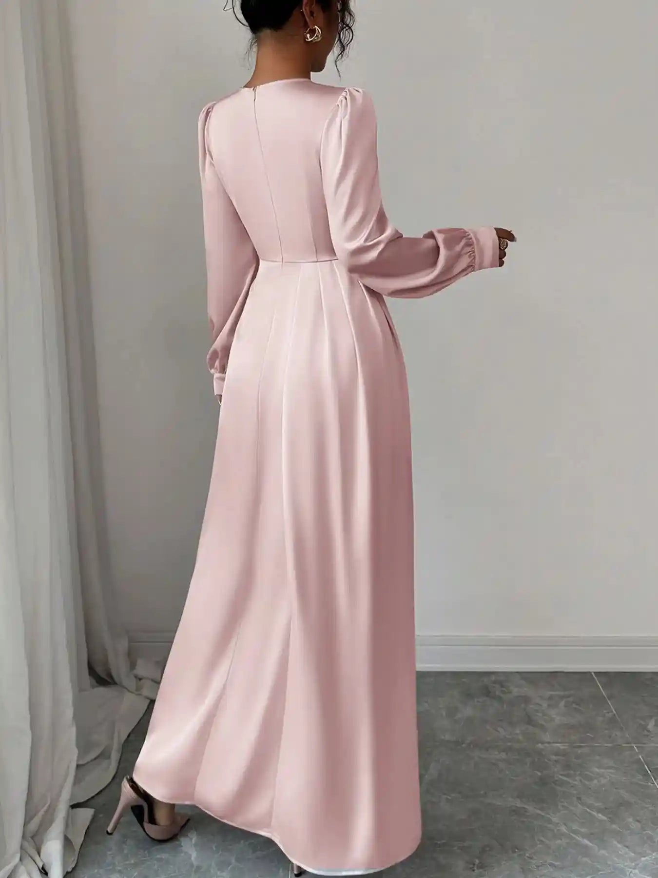 Satin Long Sleeve Maxi Dress.