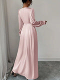 Satin Long Sleeve Maxi Dress.