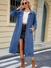 Button Up Long Sleeve Longline Denim Jacket.