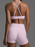 Ruched Sports Bra and High-Waisted Shorts Active Set.