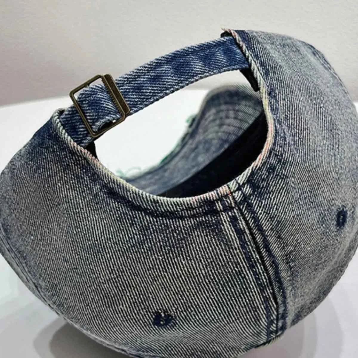 Distressed Adjustable Cotton Baseball Cap.