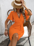 Surplice Short Sleeve Mini Dress.