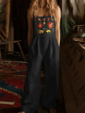 Floral Embroidered Wide Leg Jumpsuit.