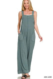Zenana Knit Waffle Wide Leg Overalls.