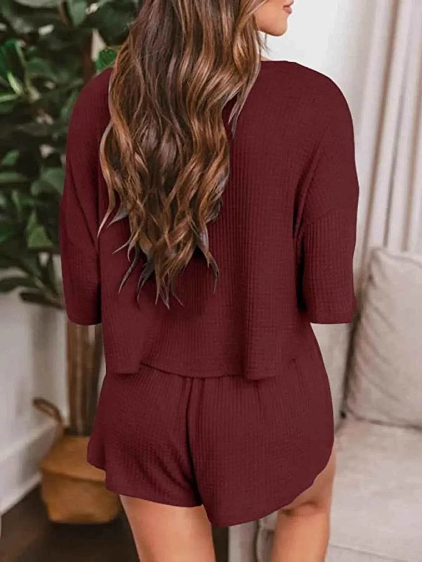 Waffle Knit Lounge Set for Ultimate Comfort and Style - EBYNN