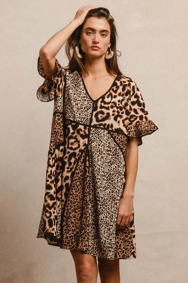 Leopard Print Dress: Mix and Match Short Sleeve Style - EBYNN