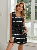 Striped Round Neck Tank and Shorts Lounge Set.
