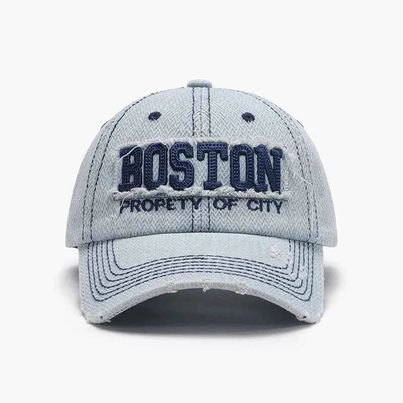 Adjustable Cotton Baseball Cap with Letter Design.