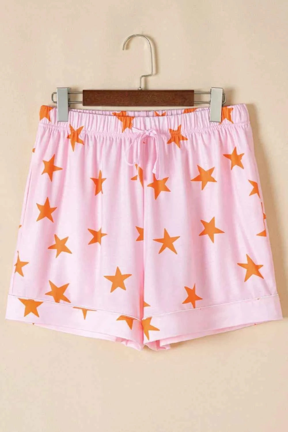 Star Print Short Sleeve Shirt and Shorts Set.