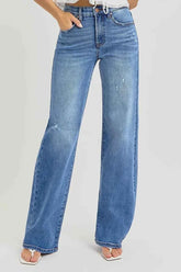 RISEN Plus Size High Rise Wide Leg Jeans with Tummy Control.