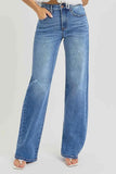 RISEN Plus Size High Rise Wide Leg Jeans with Tummy Control.
