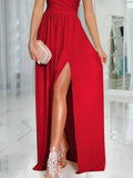 One-Shoulder High Slit Dress.