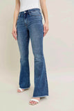 Judy Blue Plus Size Vintage Wash Flare Jeans with Destroy Hem.
