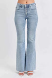 Judy Blue Plus Size Mid Rise Flare Jeans with Rhinestone Detail.