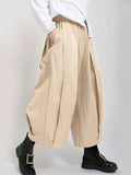 Plus Size Wide Leg Pleated Cropped Pants.