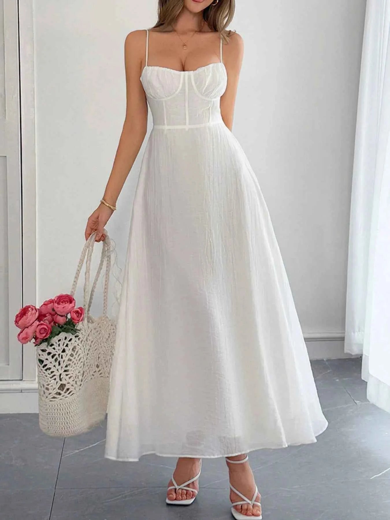 Sweetheart Neck Backless Cami Dress.