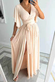 Surplice Flutter Sleeve Maxi Dress.