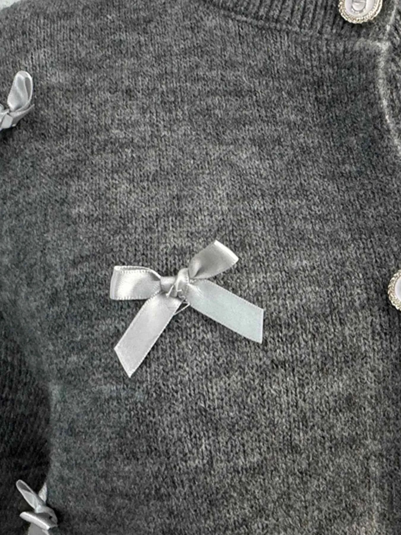 Bow Button Up Long Sleeve Cardigan.