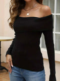 Asymmetrical One Shoulder Knit Top.