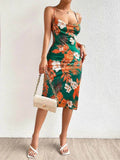 Crisscross Back Floral Print Bodycon Dress.