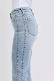 Judy Blue Plus Size Mid Rise Flare Jeans with Rhinestone Detail.