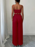 V-Neck Cami and Wide Leg Pants Set.