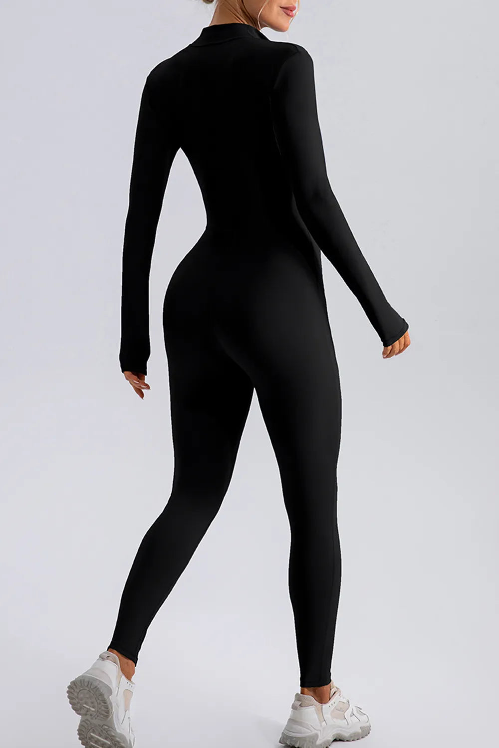 Half Zip Mock Neck Active Jumpsuit.