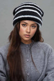 Fuzzy Contrast Striped Thermal Hat.