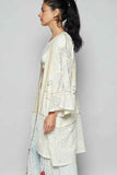 Double Gauze and Lace Mix Cardigan with Embroidered Detail.