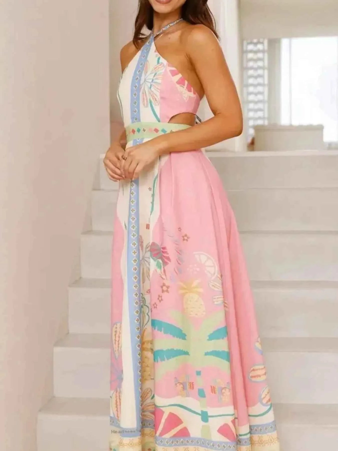 Halter Neck Printed Maxi Dress.