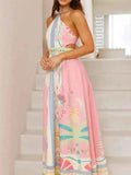 Halter Neck Printed Maxi Dress.