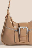 Fame Large Buckle Triple Zipper Hand Bag.