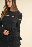 MABLE Long Sleeve Tiered Ruffle Knit Midi Dress.