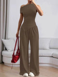 Asymmetrical Top and Pants Set for a Chic, Stylish Look - EBYNN
