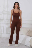 Scoop Neck Wide Strap Active Jumpsuit.