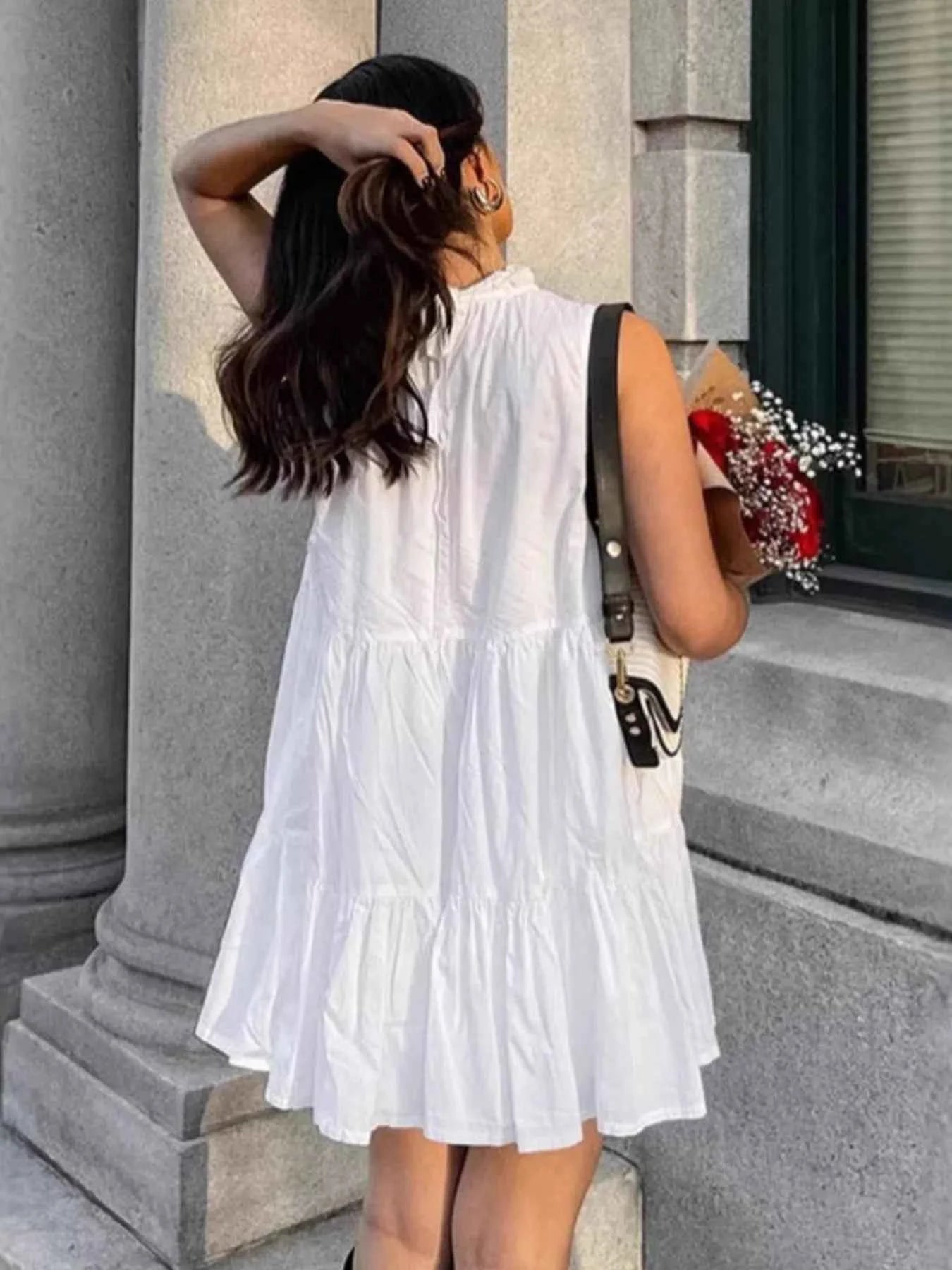 Tiered Sleeveless Summer Mini Dress.