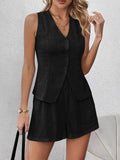 V-Neck Vest and Shorts Set - EBYNN