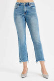 RISEN Plus Size High Rise Crop Straight Slim Jeans.