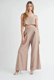 Linen Mix Crop Cami and Wide Leg Pants Set - EBYNN