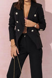Plus Size Full Size Lapel Collar Blazer and Pants Set - EBYNN