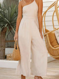 Single Shoulder Wide Leg Jumpsuit.