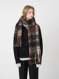 Fringe Plaid Polyester Scarf.