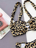 Leopard Print Ring Detail Bikini Set.
