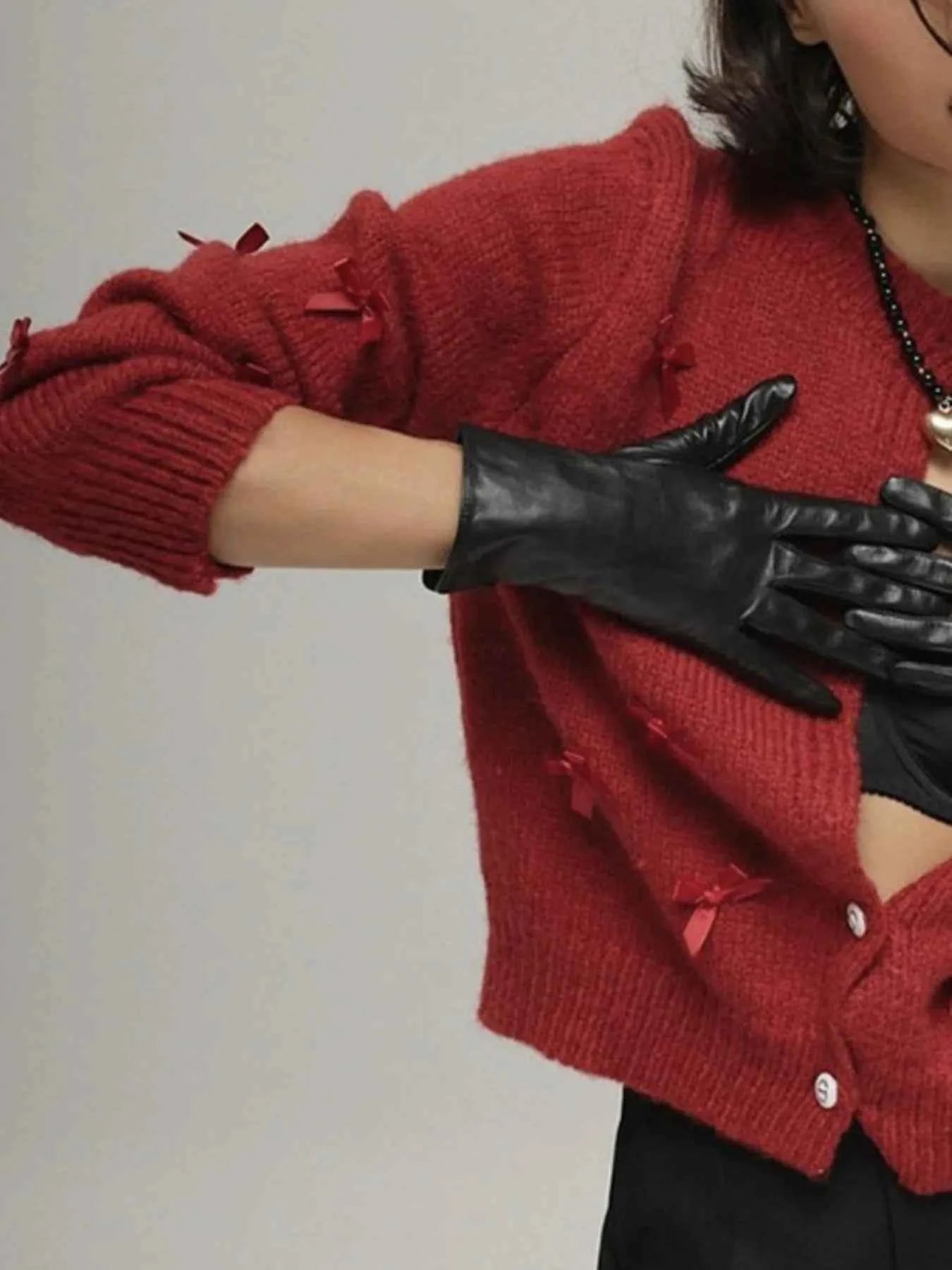 Bow Button Up Long Sleeve Cardigan.