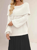 Fold-Over Collar Long Sleeve Sweater.