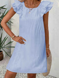 Bow Back Ruffled Sleeve Dress.