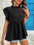 Ruffled Cap Sleeve Blouse.